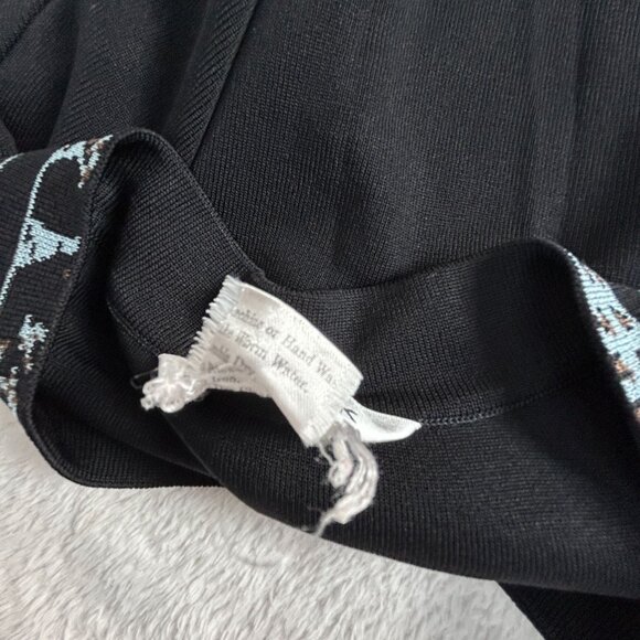 Exclusively Misook Womens Knit Sweater XS V-Neck Pullover Black Blue Brown Trim - Picture 4 of 7